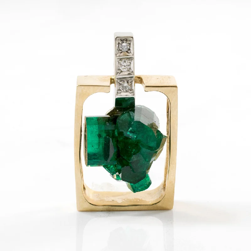 Floating Lab Created Emerald Crystal Pendant | 7.50ct, 0.05ctw |