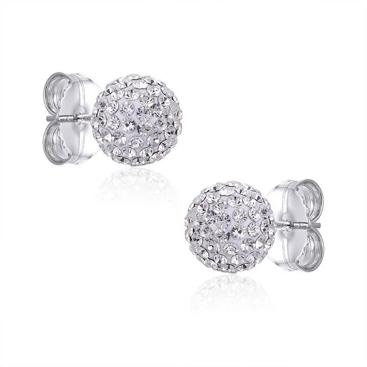 Casablanca 10MM Sterling Silver Crystal Ball Stud Earrings