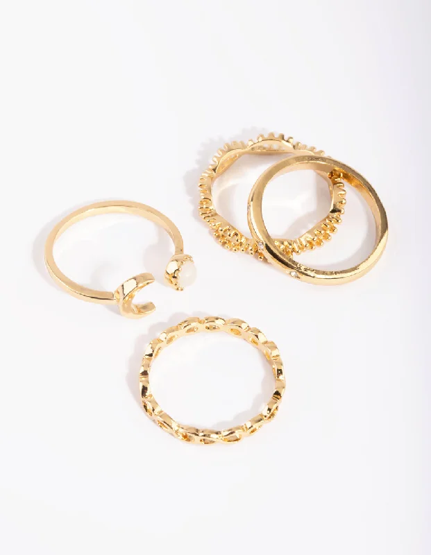 Gold Moon Ring 4-Pack