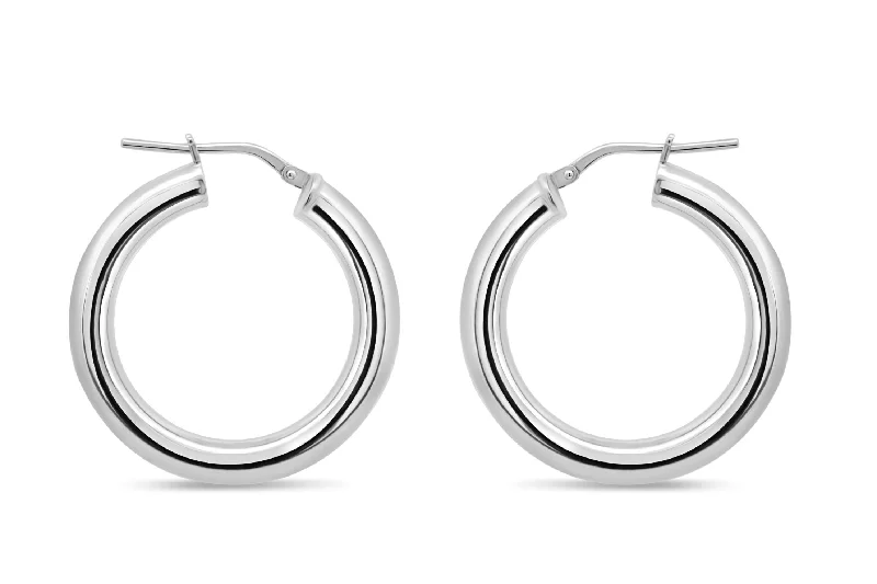 Casablanca Sterling Silver Smooth Hoop Earrings: Medium