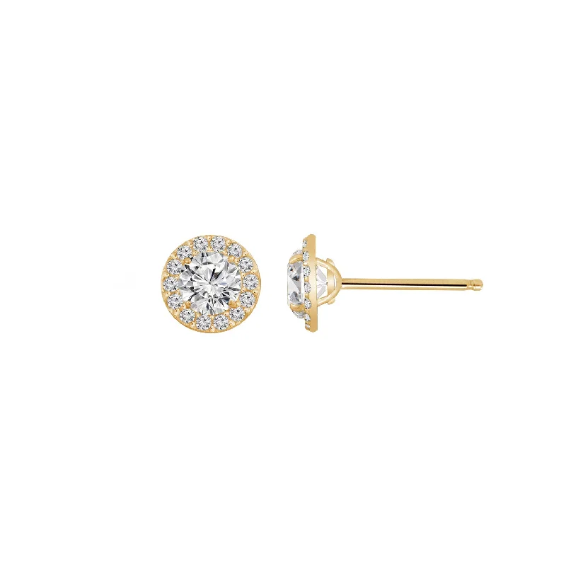 Casablanca Yellow Gold Halo Stud Earrings