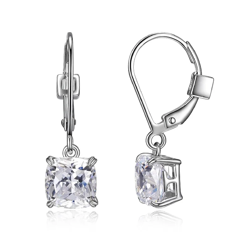 Elle Cushion Cut CZ Drop Earrings