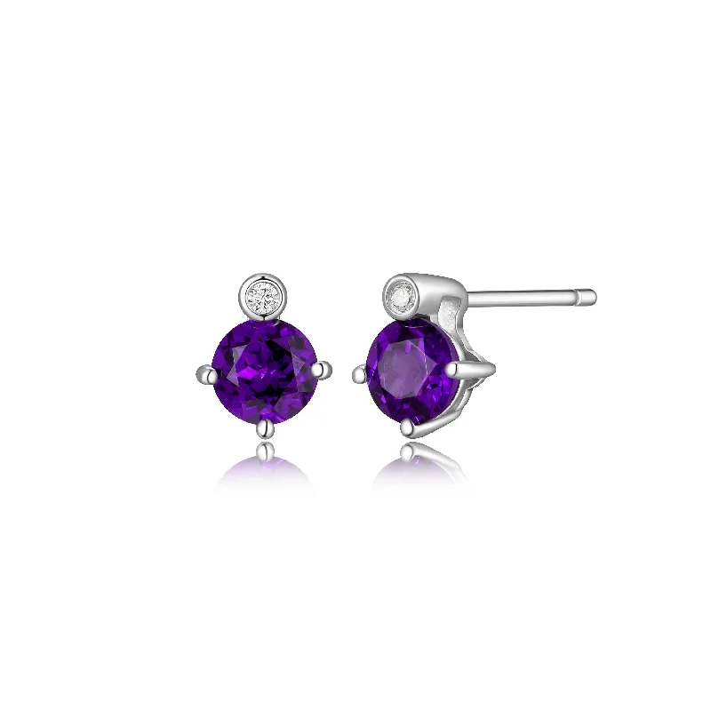 Elle Lab Grown Diamond Stud Earrings: Amethyst