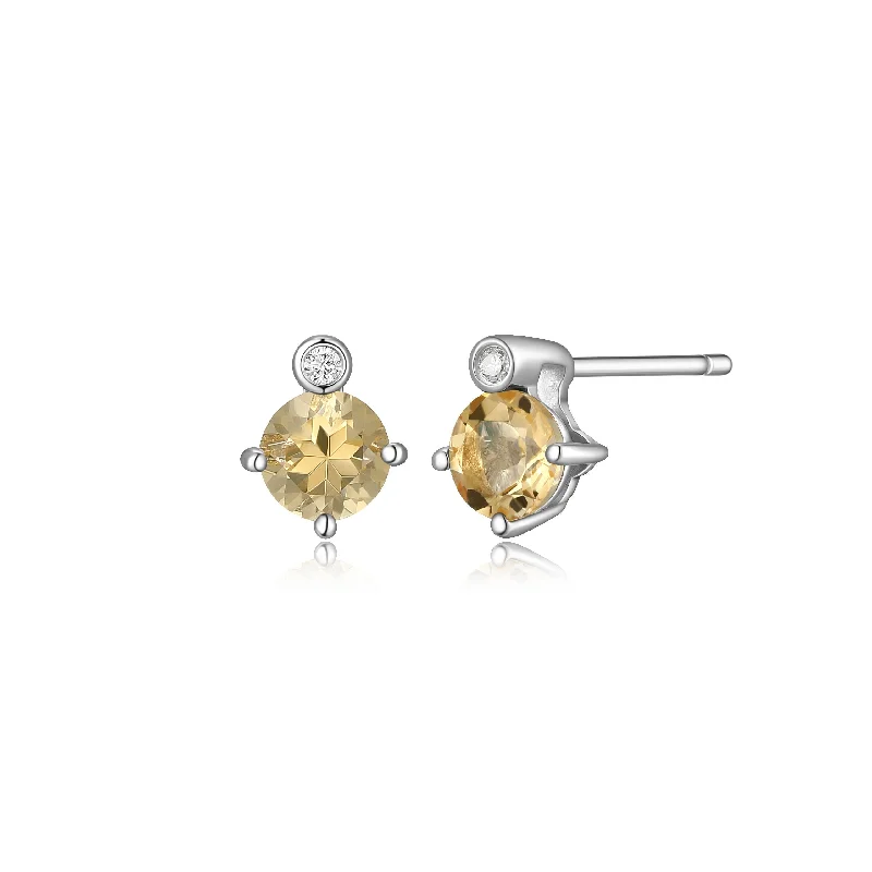 Elle Lab Grown Diamond Stud Earrings: Citrine