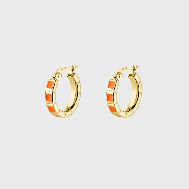 Essentielle Orange Block Hoop Earrings, Gold Colour