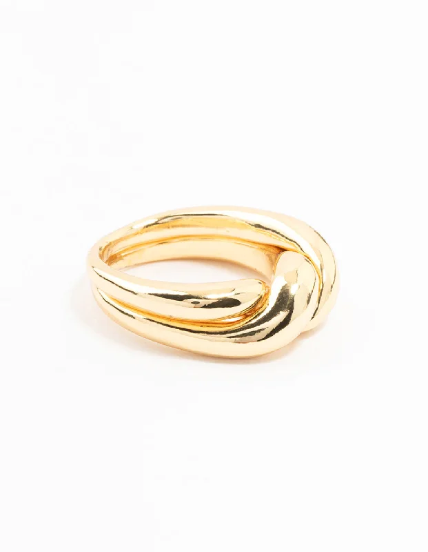 Gold Plated Twisted Metal Ring