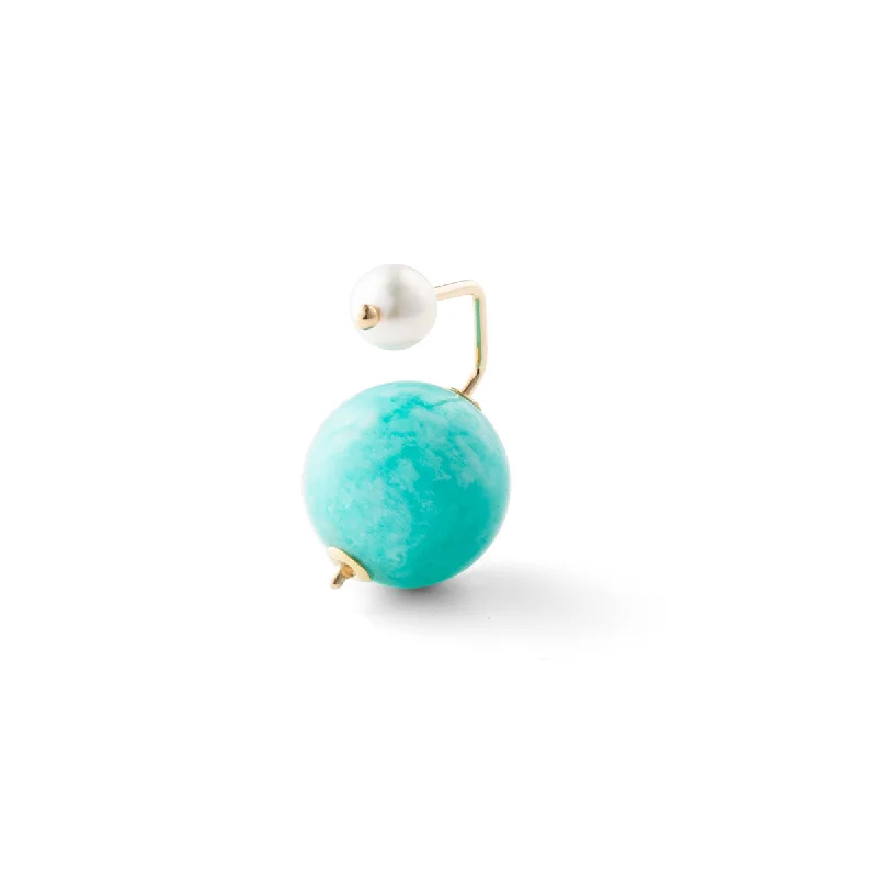 "Bumble Bee" Pearl Earring w/ Amazonite Backing