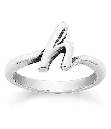 Rounded Script Initial Letter Personalized Ring