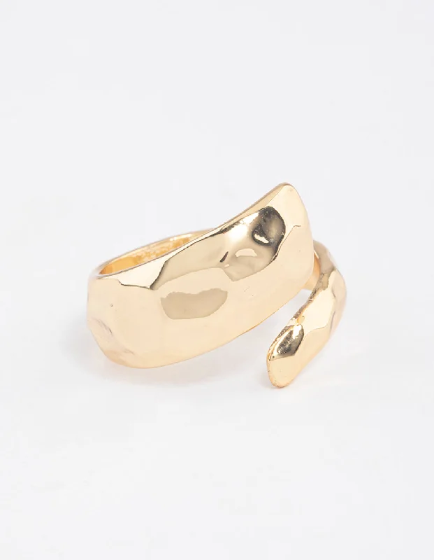 Gold Plated Bold Texture Wrap Ring