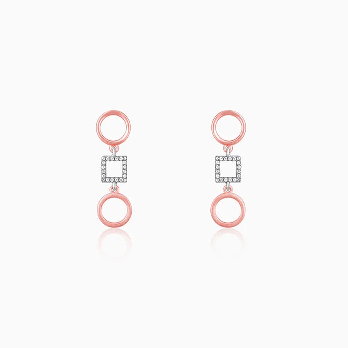 Silver and Rose Gold Gleaming Geometric Earrings