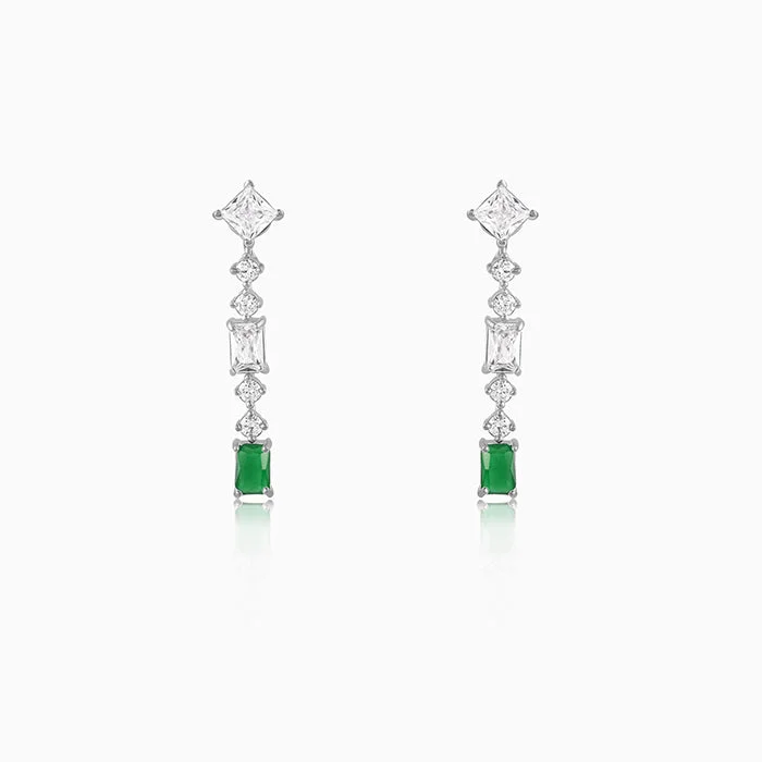 Silver Artful Green Earrings