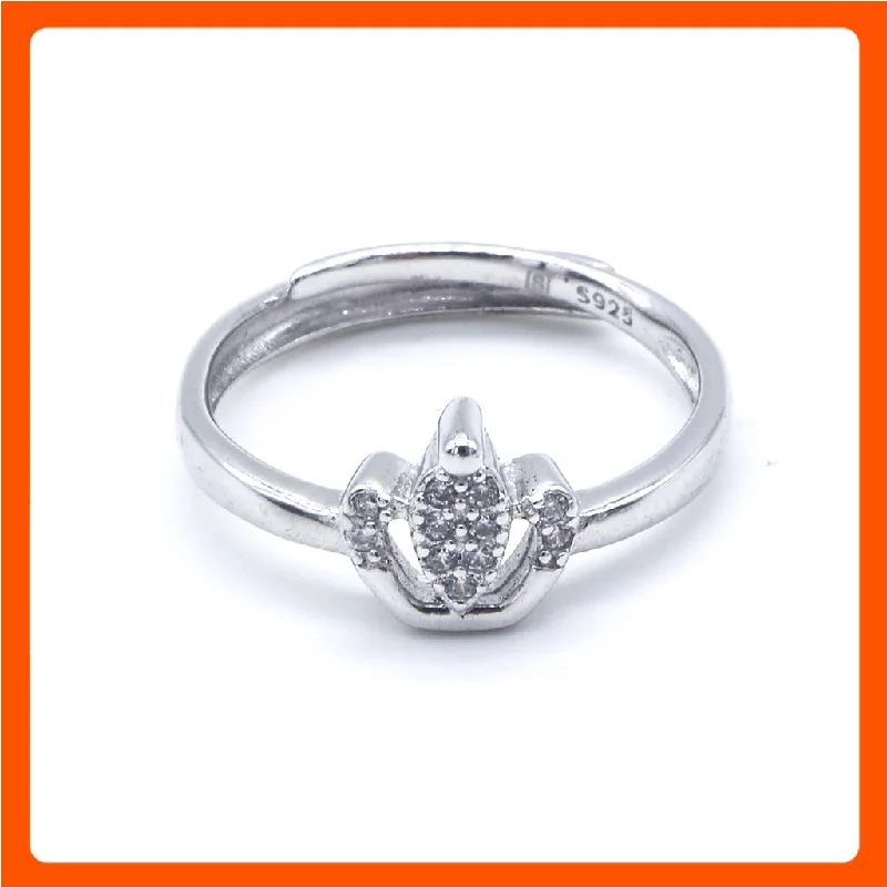 Silverworks Adjustable Simulated diamond Crown Ring - Fashion Accessory for Women R6399