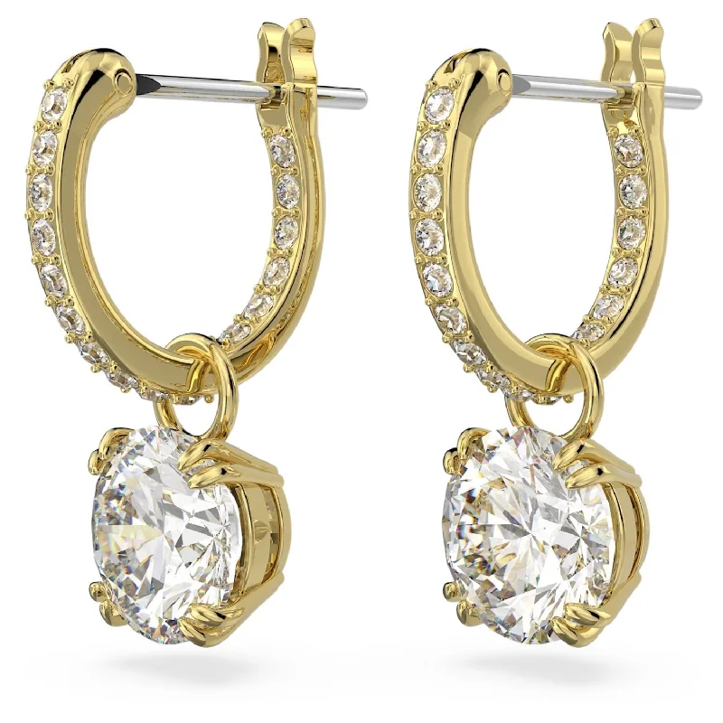 Swarovski Constella Stud Earrings: Yellow Gold Tone