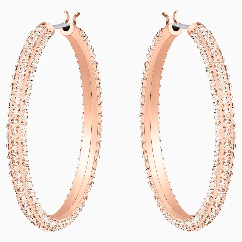 Swarovski Stone Hoop Earrings: Rose Tone