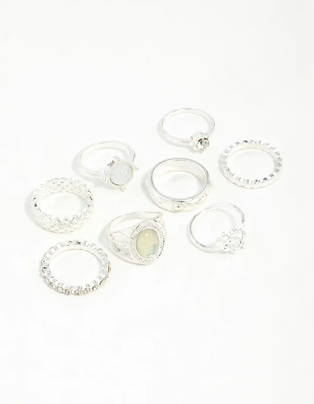 Silver Crosshatch Ring 8-Pack