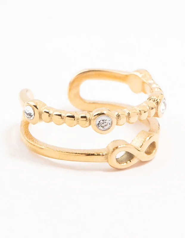 Waterproof Gold Plated Stainless Steel Infinity Tier Ring