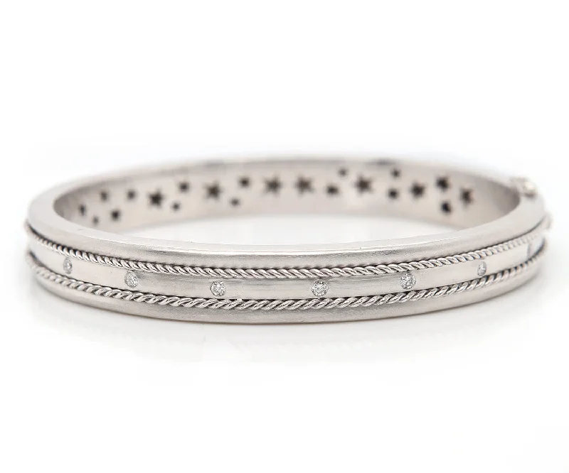 0.20ctw Diamond Satin Finished Double Rope Bangle Bracelet in 18K