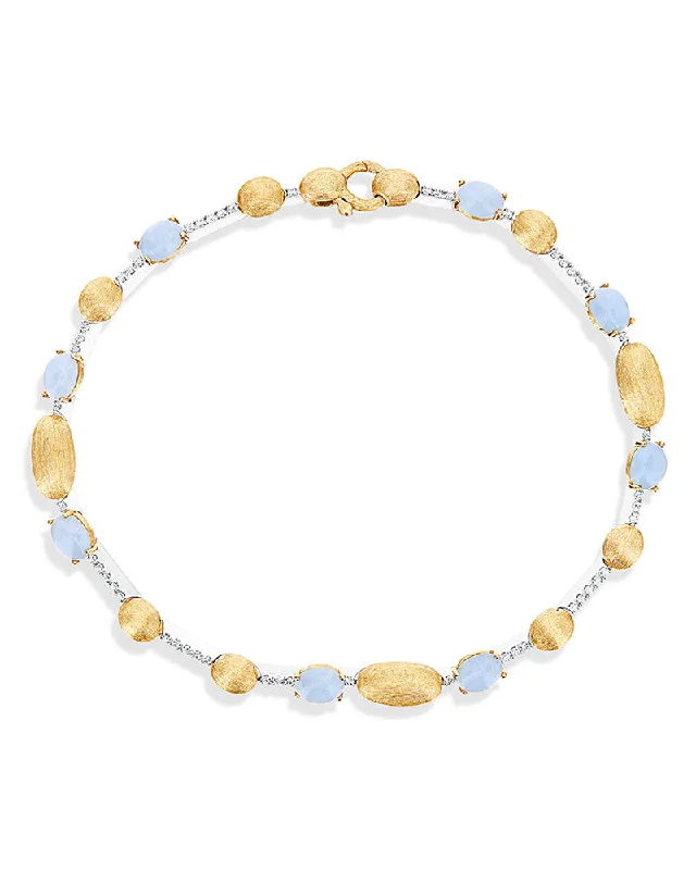 "Azure" Gold, Diamonds and Aquamarine tennis bracelet