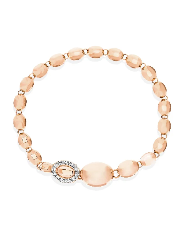 "Ivy" big rose gold boules and diamonds bracelet