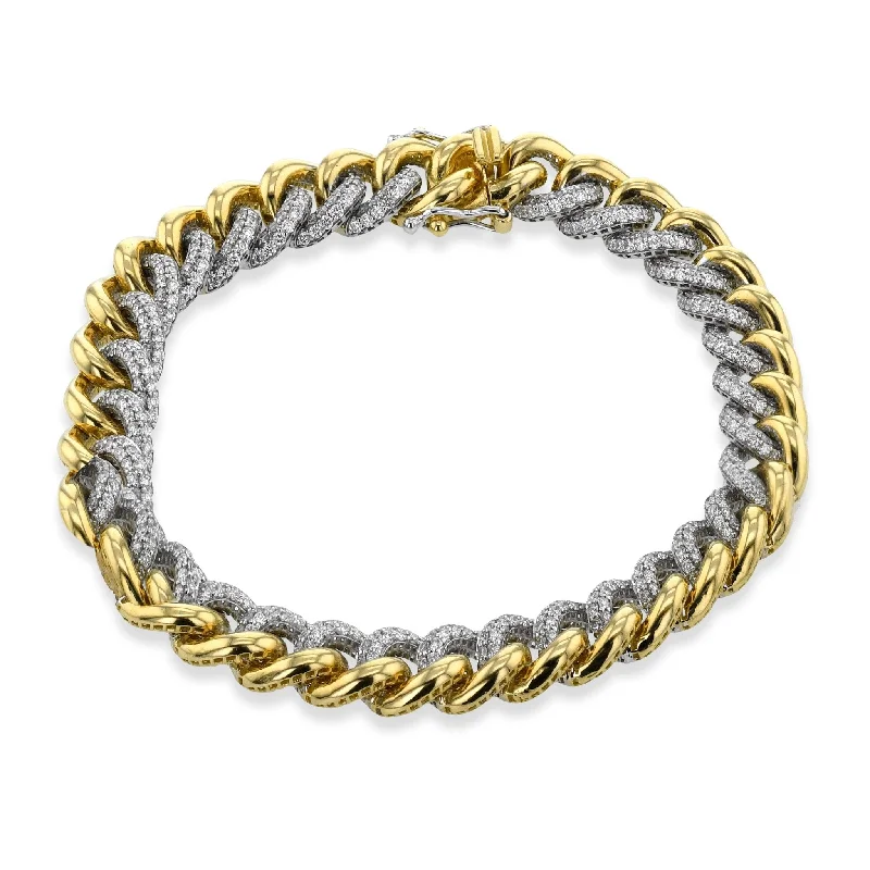 Chain Link Bracelet in 18k Gold with Diamonds