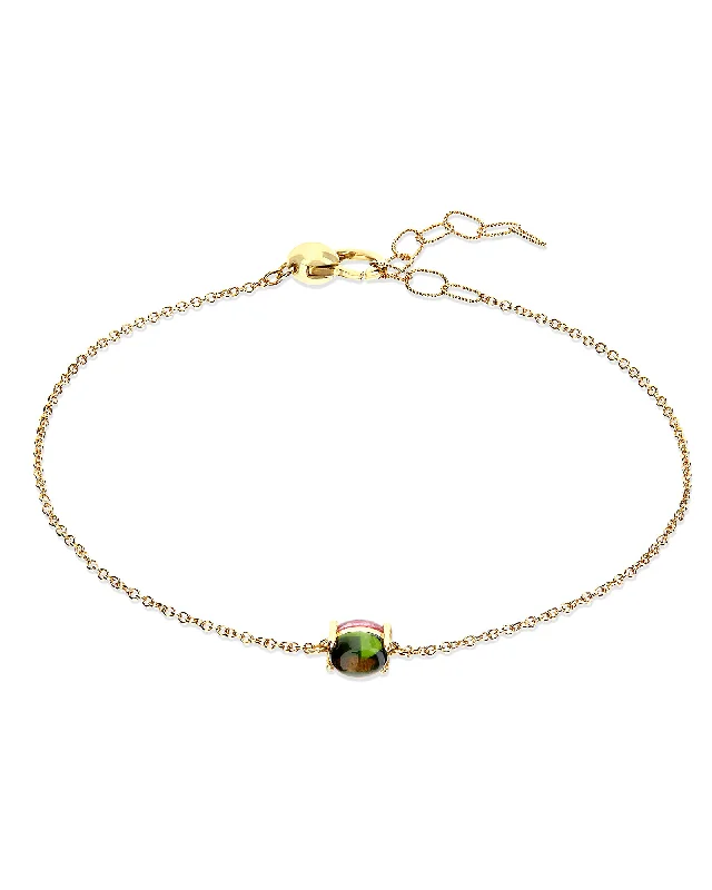 "Tourmalines" Gold and double tourmaline cabochon bracelet