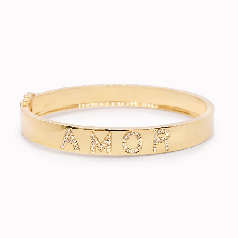 Wide Customizable Diamond Bangle