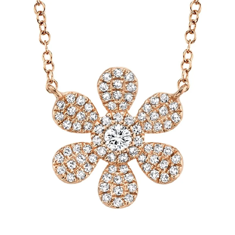 14KT Gold 1/4 CTW Diamond Flower Necklace