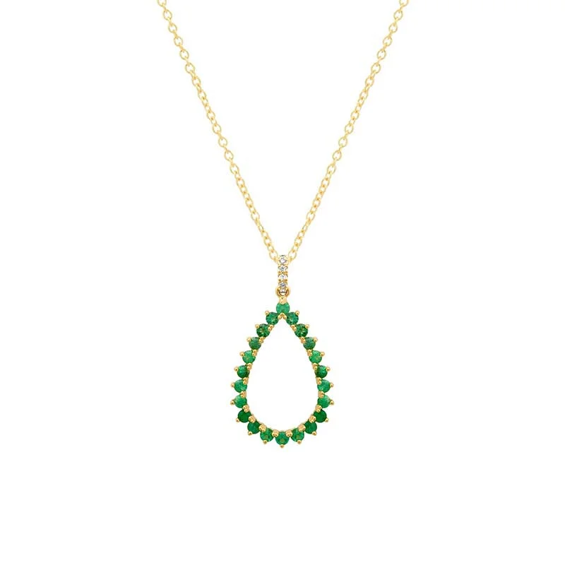 3-Prong Emerald Open Teardrop Necklace