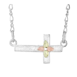 Black Hills Gold Silver Cross Necklace