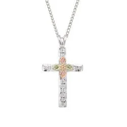 Black Hills Gold Silver Cross Necklace