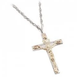 Black Hills Gold Silver Crucifix Necklace