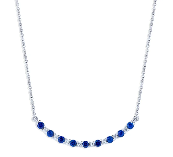 Bremer Jewelry 18K White Gold Sapphire and Diamond Smile Necklace (1.02ctw)