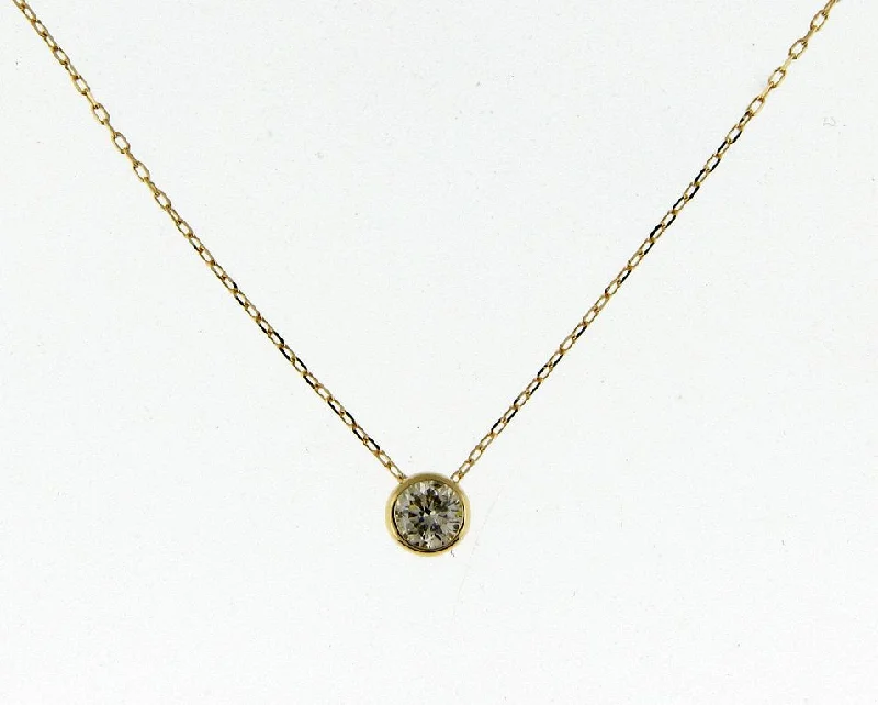 Bremer Jewelry 18K Yellow Gold Diamond Bezel Power of One  Necklace (0.10ctw)