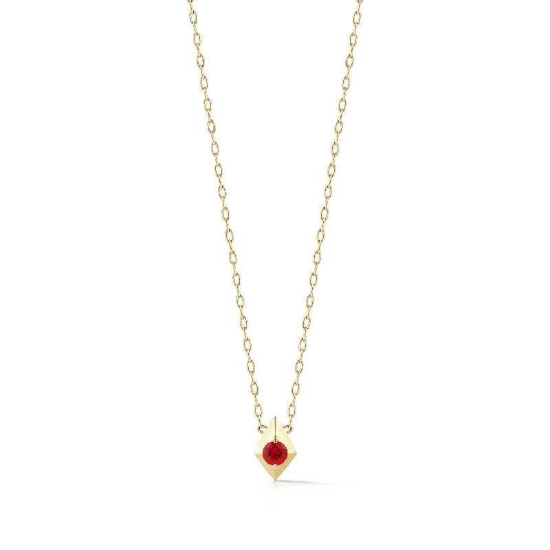 Bremer Jewelry 18K Yellow Gold Round Shape Ruby Free Form Pendant with a 18K Yellow Gold Cable Link Necklace (0.19ctw)