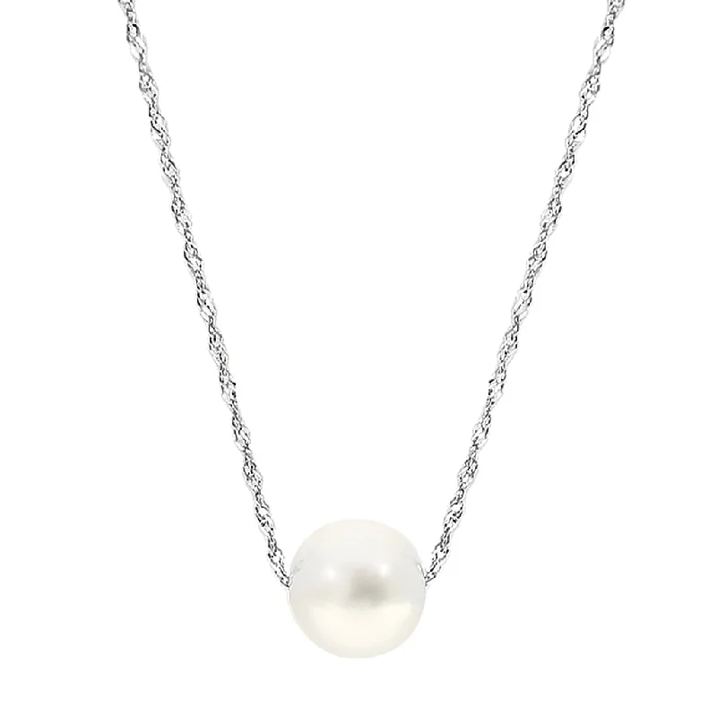 8.5mm Cultured Freshwater Pearl on an 18 Inch 14K White Gold Rope Necklace
.