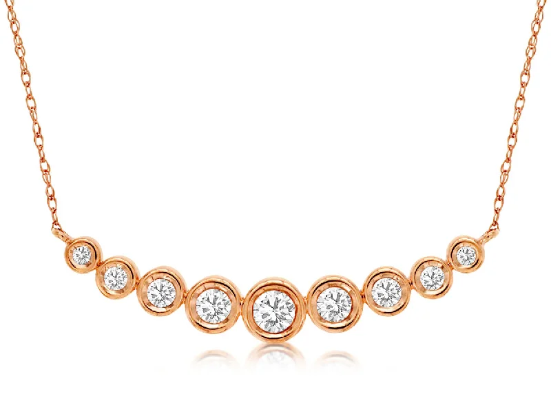 Bremer Jewelry Round Shape Diamond Smile Pendant with a 14K Rose Gold Link Necklace (0.50ctw)