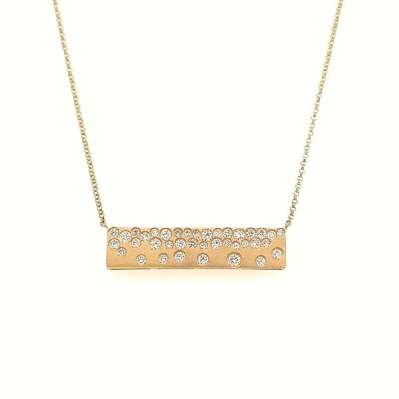 14K Yellow Gold Celebration Diamond Bar Pendant with a 14K Yellow Gold Cable LinkNecklace (0.68ctw)