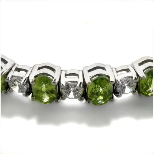 Cubic Zirconia Cz Peridot Oval Ct Round Diamond 34 TCW Necklace