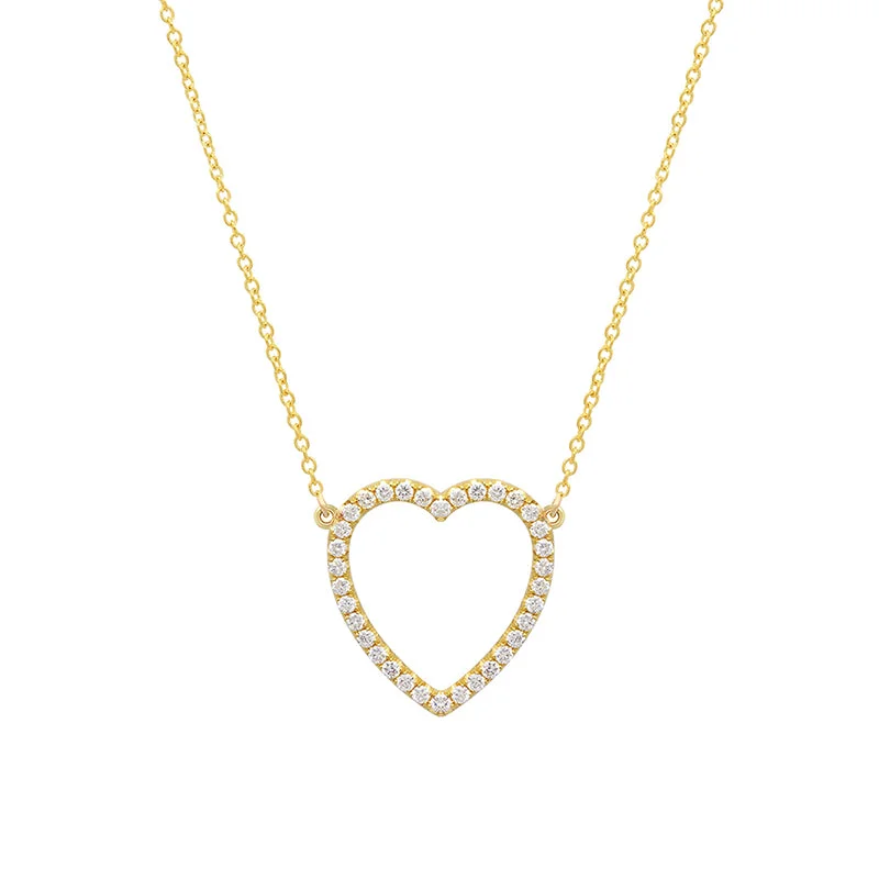 Large Diamond Open Heart Necklace