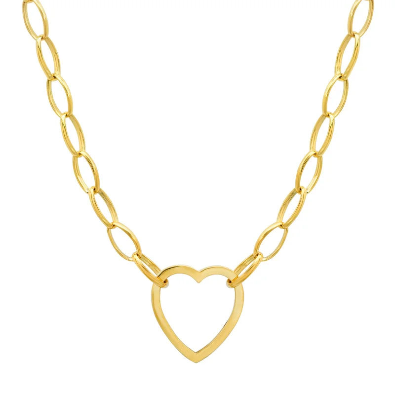 Medium Edith Link Necklace with Large Open Heart Accent