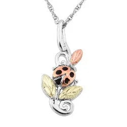 Black Hills Gold Silver Ladybug Necklace