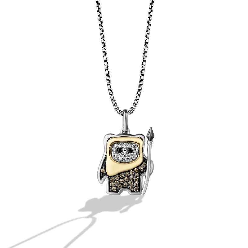 EWOK™ WOMEN'S PENDANT 1/5 CT.TW. Champagne and White Diamonds, Sterling Silver and 10K Yellow Gold