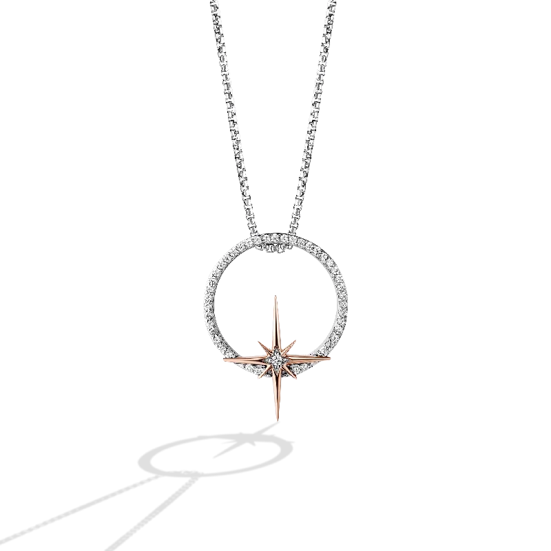 GUARDIANS OF LIGHT WOMEN'S PENDANT 1/10 CT.TW. White Diamonds Silver and 10K Rose Gold