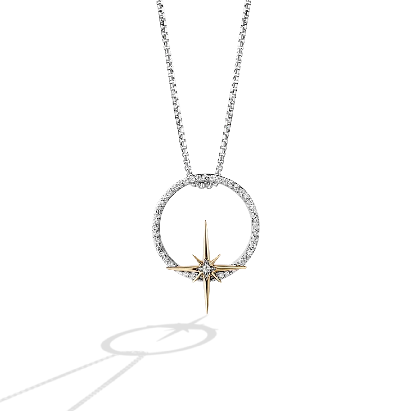 GUARDIANS OF LIGHT WOMEN'S PENDANT 1/10 CT.TW. White Diamonds Silver and 10K Yellow Gold