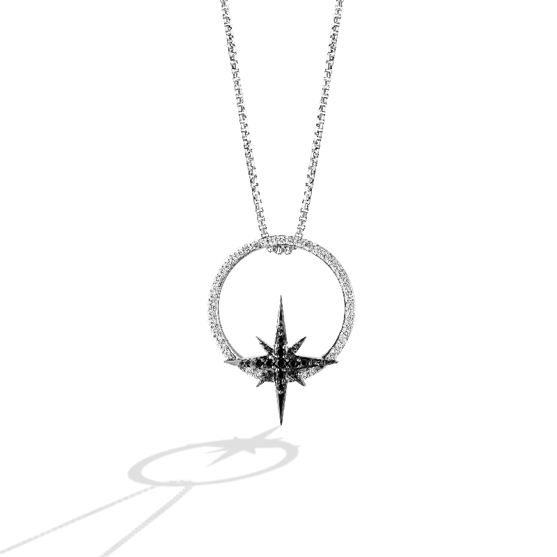 GUARDIANS OF LIGHT WOMEN'S PENDANT 1/5 CT.TW. Black and White Diamonds Silver