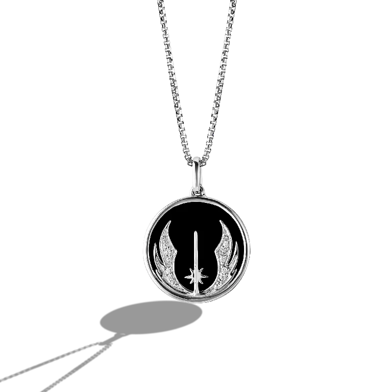 THE JEDI™ ORDER WOMEN'S PENDANT Diamond Accent and Black Onyx Silver